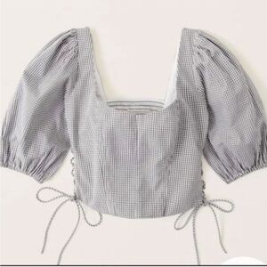 NWOT Abercrombie and Fitch lace up poplin gingham crop top